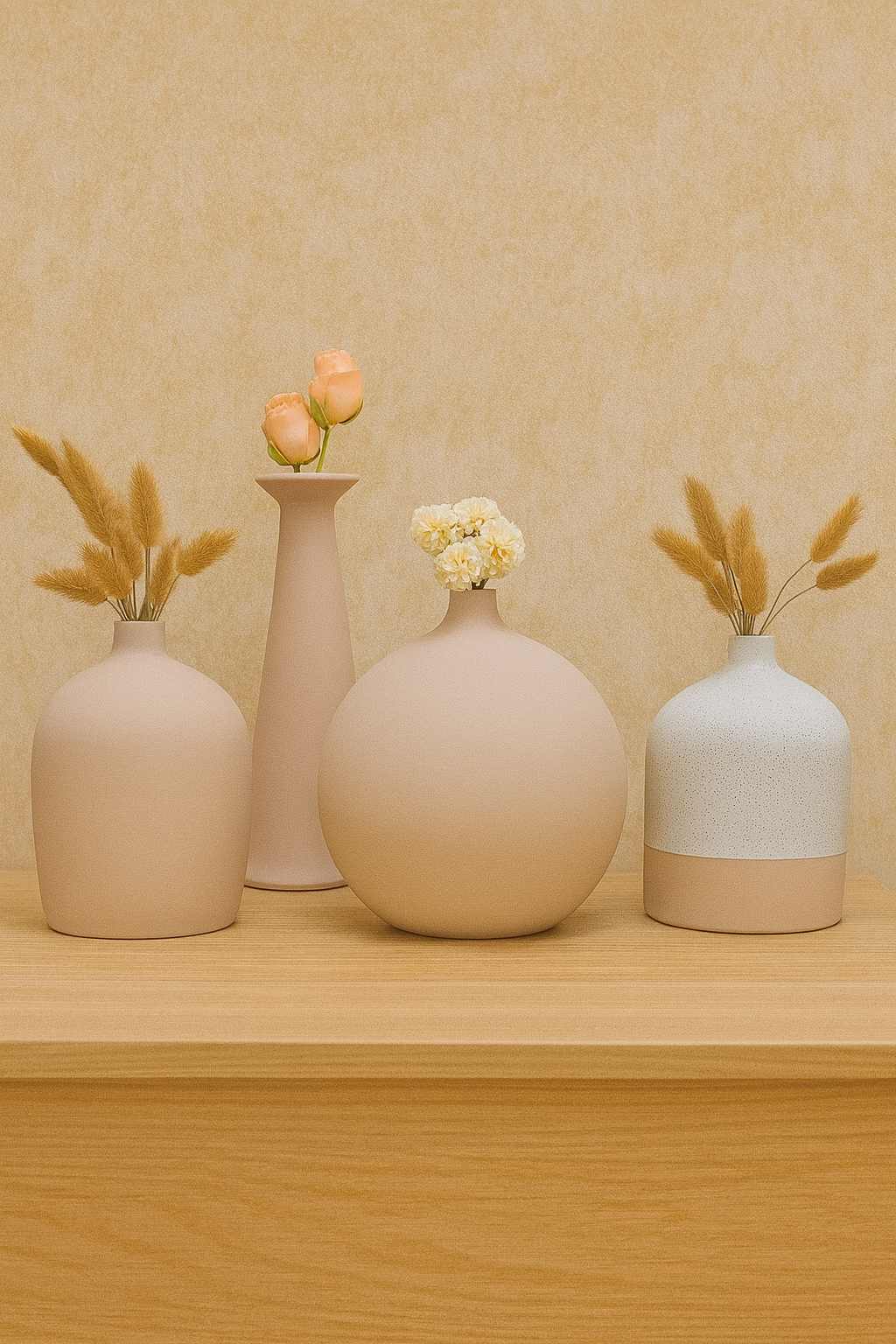Collection “Terra” – Ensemble de 4 Vases en Céramique Mate (20 à 30 cm)